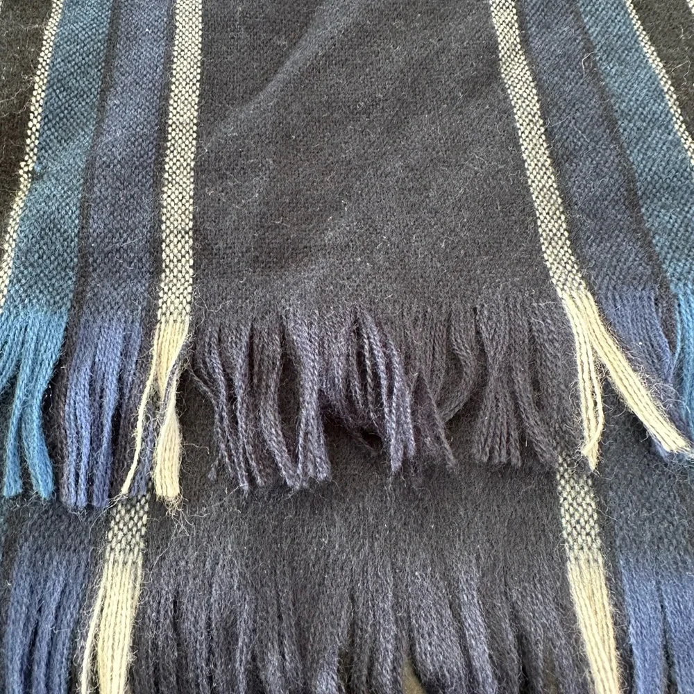 Blue Plaid Scarf Acrylic Made in France